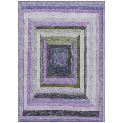 HomeRoots 8' X 10' Lavender Charcoal And Ivory Geometric Washable Indoor Outdoor Area Rug