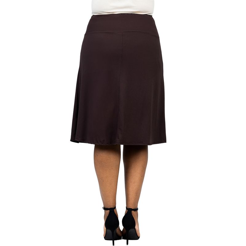 24seven Comfort Apparel A Line Elastic Waist Knee Length Plus size Skirt, 3 of 4