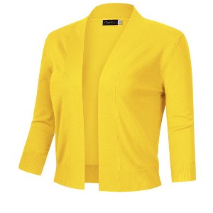 Women’s 3/4 Sleeve Cropped Cardigan Sweaters Open Front Knit Short Bolero Shrugs - 1 of 4