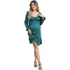 A heart-shaped collar long sleeved printed short maternity dress 131 # dark green green-2XL - 2 of 3