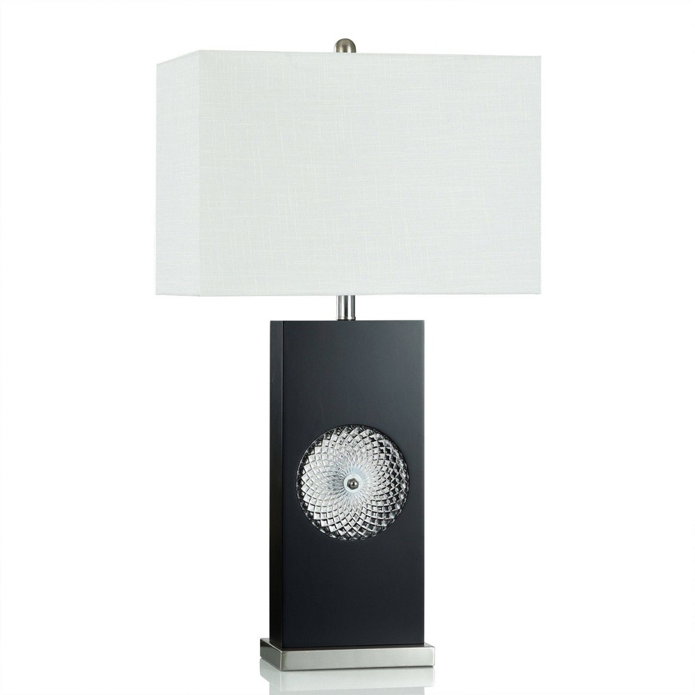 Photos - Floodlight / Street Light Kimono Glass Medallion and Steel Table Lamp Black - StyleCraft