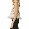 Women's Abstract Tank Top With Feather Trim - entro - 3 of 4