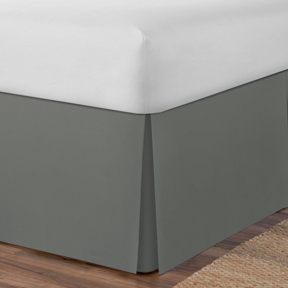 Photos - Bed Linen King Underbed Storage 21" Drop Tailored Bedskirt Silver Gray - Space Maker