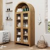 Yellow 70inch Tall Arched Kitchen Pantry Cabinet with Acrylic Doors 5 Tier Wooden Storage Cabinet with Adjustable Shelves Modern Bookshelf for Livin - 2 of 4