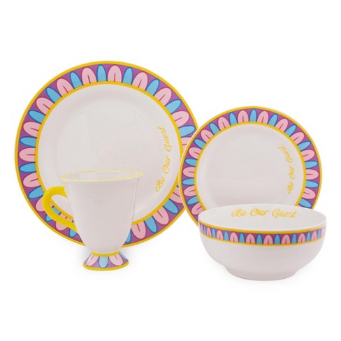 Ukonic Disney Princess 16-Piece Ceramic Dinnerware Set | Tiana, Rapunzel,  Aurora, Mulan