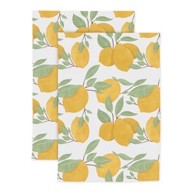 2pk Cotton Designer Lemon Tree Kitchen Towels - MU Kitchen