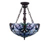 Chloe Lighting Grenville Victorian Tiffany-Style Dark Bronze 2 Light Inverted Ceiling Pendant 18" Wide - 2 of 4