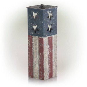 16" Patriotic Square Flower Planter Red/White/Blue - Alpine Corporation - 1 of 4
