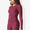 Anna-Kaci Active Women's Rib Knit Long Sleeve High Neck Cropped Sports Jacket - 3 of 4