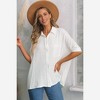 Amaryllis Women’s Relaxed Fit Button Down Gauze Shirt with Front Pocket Collared Neckline and High Low Hem - 2 of 4