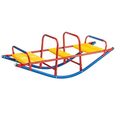 HearthSong Weather-Resistant Metal Rocking Seesaw for Kids with Protective Foam Rockers, Holds up to 140 lbs.