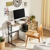 VECELO 32/44 in. Small Computer Desk, Wooden Writing Study Work Desk with Storage & Hook for Home or Bedroom, Brown - 4 of 4