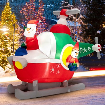 Costway 6ft Wide Inflatable Santa Claus Flying A Helicopter W/ Leds ...