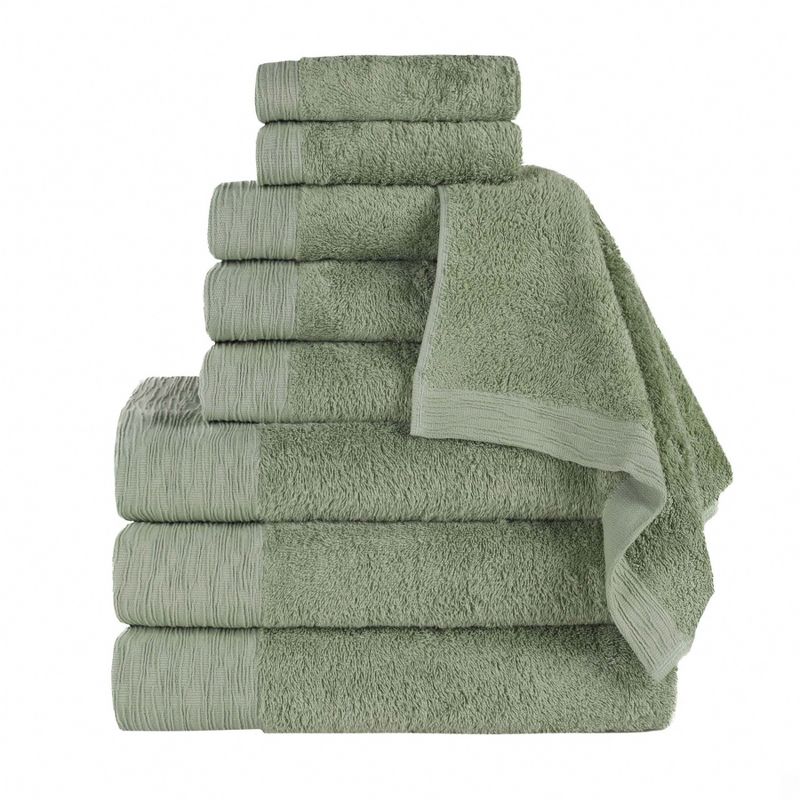 Rayon From Bamboo Cotton Blend Hypoallergenic Solid 9 Piece Bathroom Towel Set by Blue Nile Mills, 1 of 9