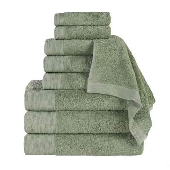 Rayon From Bamboo Cotton Blend Hypoallergenic Solid 9 Piece Bathroom Towel Set by Blue Nile Mills