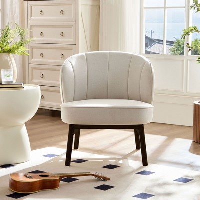 PAGED Upholstered Accent Chair Modern Living Room Chairs with Shell-like Backrest for Bedroom, Living Room