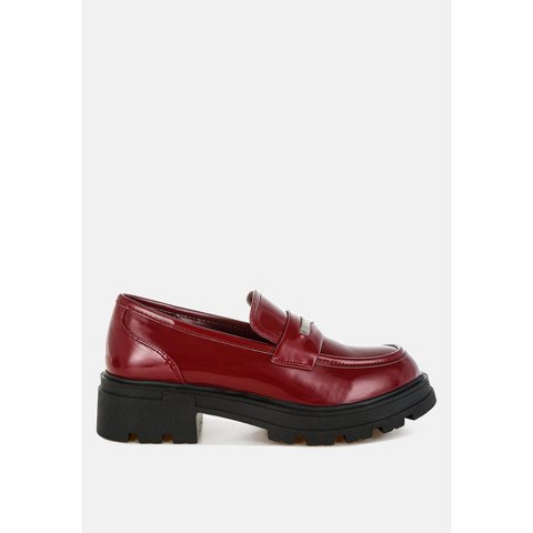 Женские туфли London Rag Womens Gleam Stride Faux Leather Chunky Loafers 8