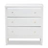 Baxton Studio 3 Drawer Naomi Wood Bedroom Chest White/Gold: Elegant Storage Solution with Anti-Tip Hardware - 3 of 4