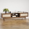 Wooakway Mid Century Modern 65" TV Stand with PE Rattan Doors Adjustable Shelf Entertainment Center for TVs up to 75" Living Room Apartment - 3 of 4
