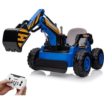 12V Kids Ride-On Excavator Digger Car, Electric Remote Control with Digging Arm