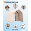 10x10FT Outdoor Storage Shed Carport with  Roll-Up Zipper Door, Portable Garage Storage Shelter Heavy Duty Waterproof PE Tarp for Bike, ATV, Khaki - 3 of 4