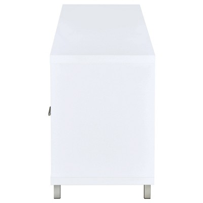 White Modern TV Stand with 2 Drawers and Shelves