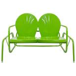 Northlight 48.25" Outdoor Retro Metal Tulip Double Glider Patio Chair, Lime Green
