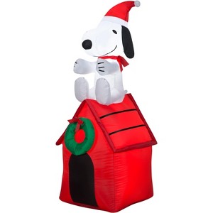 Peanuts Christmas Airblown Inflatable Snoopy on Dog House, 4 ft Tall, Red - 1 of 4