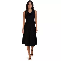Robbie Bee - Women's Sleeveless Drape Neck Midi Dress; Black; Size: X Large