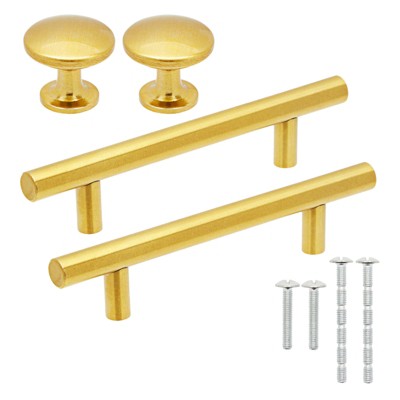 Juvale 3.75 in Center to Center Drawer Pulls and 1 in Cabinet Knobs, 26 Pulls and 10 Knobs with Screws, Gold