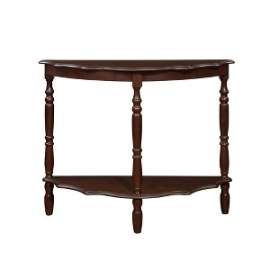 COWLOWN White Coffee Tables, Circular Curved Half-Moon Console Table with Cloud Design Top and Open Shelf Wood Frame and Legs - 1 of 4