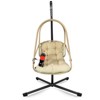 PAGED Swing Egg Chair with Stand Wicker Porch Swing with C Type Bracket, Cushion for Backyard, Garden - 2 of 4