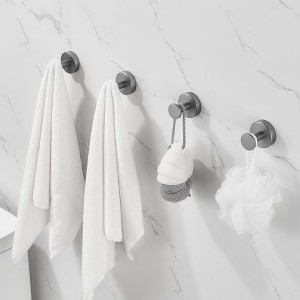 Gray 2-Pack Round Base Wall-Mounted Towel Hooks with Included Screws, and Bedroom Furnishings - 1 of 4