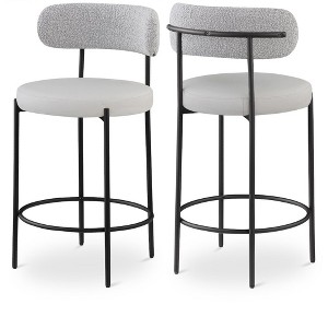 Meridian Furniture,Beacon Taupe Vegan Leather Seat Stool, Set of 2 - 1 of 4