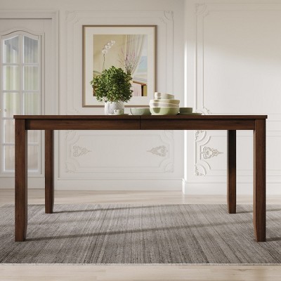 Brown Rectangular Wood Veneer Dining Table with MDF Base