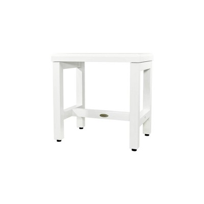 18" White Teak Wood Shower Safety Bench