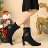 Allegra K Women's Pointy Toe Back Zip Block Heel Ankle Boots - 2 of 4