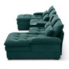 GDFStudio Arthur 130" Modern Linen Upholstered U-Chaise Sofa with Cup Holders and Storage - 3 of 4