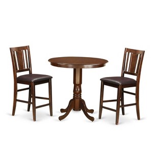 3-Piece Mahogany Finish Solid Wood Top - Dining Room Set - Seats 4 - 1 of 4