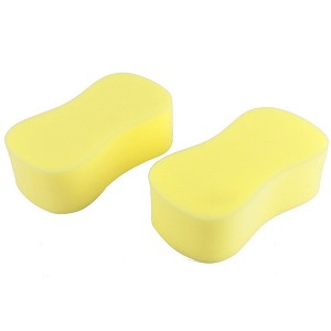 Unique Bargains Home Auto Car Windshield Sponge Wash Washing Cleaning Pad Yellow 7.87"x3.94"x2.36" 2Pcs - 1 of 4