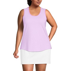 Lands' End Women's Sleeveless Power Performance Scoop Neck Curved Hem Tunic Tank - 1 of 4