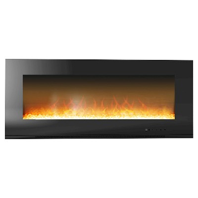 Cambridge CAM56WMEF-1BLK Metropolitan 56" Wall Mount Electronic Fireplace with Flat Panel and Crystal Rocks