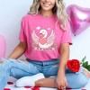 Simply Sage Market Women's Be Mine Valentine Swan Short Sleeve Garment Dyed Tee - 2 of 4