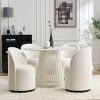 21.25" Small Swivel Boucle Barrel Armless Dining Chair Set of 1,Round Upholstered Accent Vanity Side Chair–The Pop Home - 2 of 4