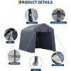6x6 FT Portable Outdoor Storage Shed with Roll-Up Zipper Door & Vent, Heavy-Duty Shelter Waterproof PE Tarp, UV-Resistant Carport for Motorcycle - 4 of 4
