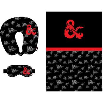 Dungeons & Dragons Adult Travel Set with Neck Pillow, Eye Mask, and Throw Blanket - Perfect for Adventure-Loving Travelers!