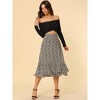 INSPIRE CHIC Women's Chiffon Elastic Waist Ruffle Tiered Flowy Midi Floral Printed Skirts - 3 of 4