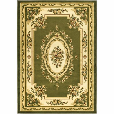 Sage and Ivory Floral Rectangular Synthetic Area Rug