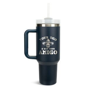 100 North Your Ego Is Not Your Amigo Skull Sombrero Wrap-Around 40 Oz. Stainless Steel Water Bottle Coffee Mug, Spill & Leak Resistant, Travel Tumbler - 1 of 4