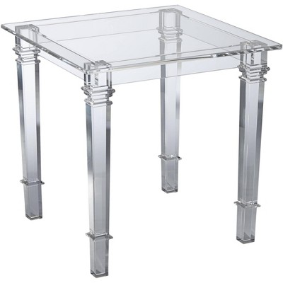 55 Downing Street Tustin Modern Lucite Acrylic Square Accent Side End Table 21 1/2" Wide Clear Tapered Legs for Living Room Bedroom Bedside Entryway